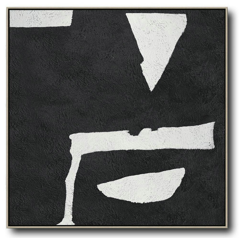 Abstract Painting Extra Large Canvas Art,Oversized Minimal Black And White Painting - Modern Canvas Art